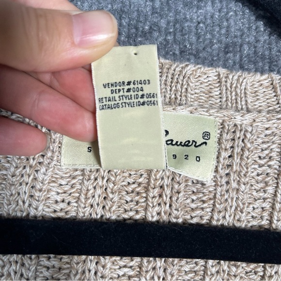 Eddie Bauer Men’s Tall Large Knit V Neck Vintage Sweater Heathered Tan Grandpa - Picture 9 of 10